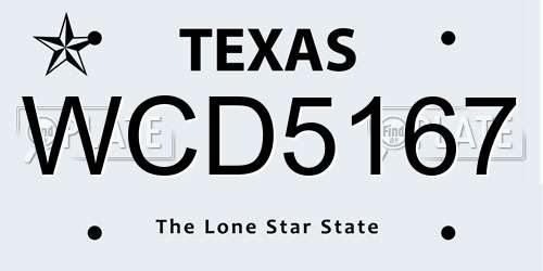 WCD5167 Texas License Plate