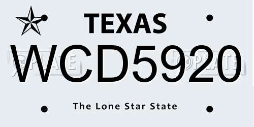 WCD5920 Texas License Plate
