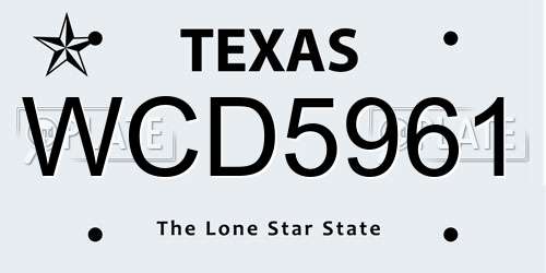 WCD5961 Texas License Plate