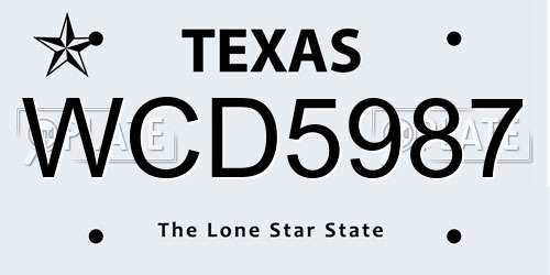WCD5987 Texas License Plate