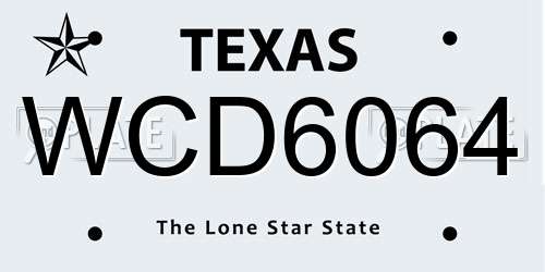 WCD6064 Texas License Plate