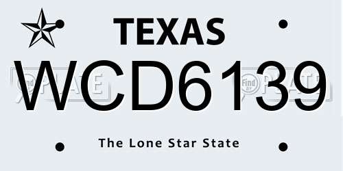 WCD6139 Texas License Plate