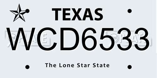 WCD6533 Texas License Plate