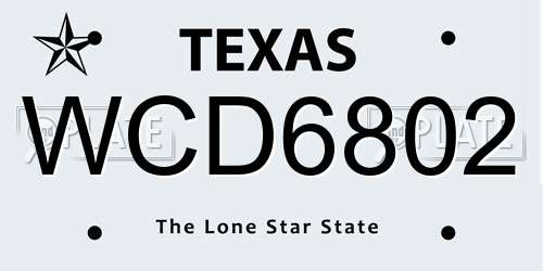 WCD6802 Texas License Plate