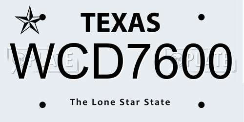 WCD7600 Texas License Plate