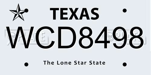 WCD8498 Texas License Plate