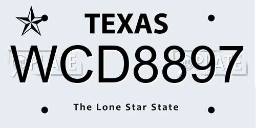 WCD8897 Texas License Plate