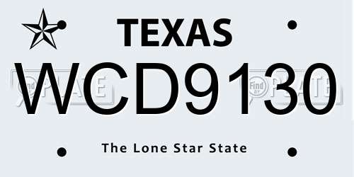 WCD9130 Texas License Plate
