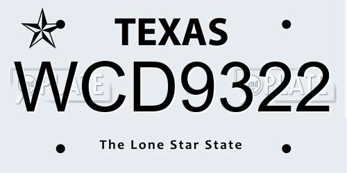 WCD9322 Texas License Plate