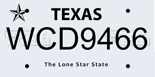 WCD9466 Texas License Plate