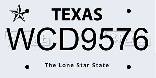 WCD9576 Texas License Plate