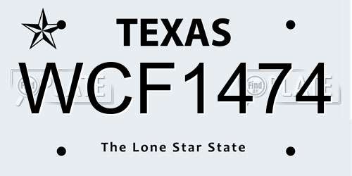 WCF1474 Texas License Plate