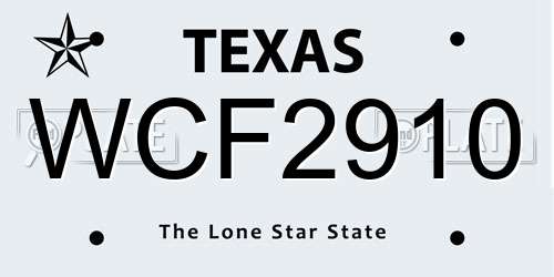 WCF2910 Texas License Plate