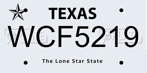 WCF5219 Texas License Plate