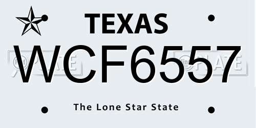 WCF6557 Texas License Plate
