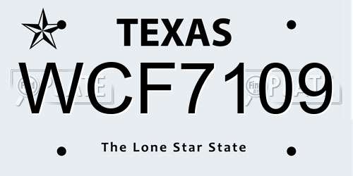 WCF7109 Texas License Plate