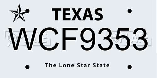 WCF9353 Texas License Plate
