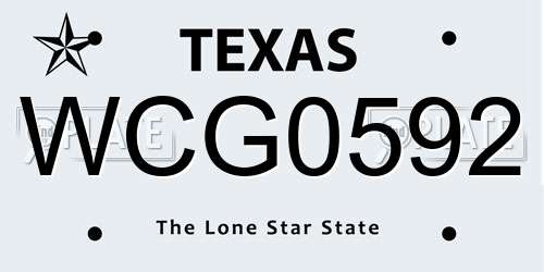 WCG0592 Texas License Plate
