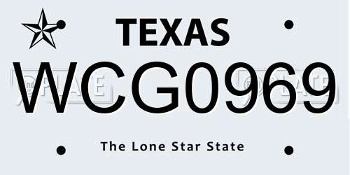WCG0969 Texas License Plate