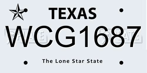 WCG1687 Texas License Plate