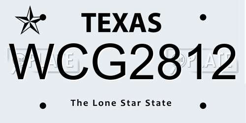 WCG2812 Texas License Plate