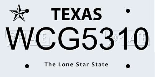 WCG5310 Texas License Plate