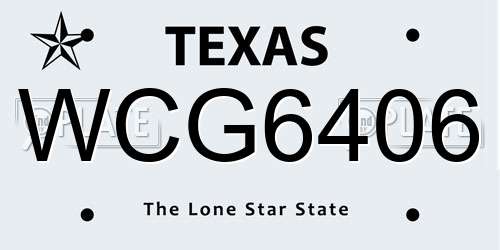 WCG6406 Texas License Plate