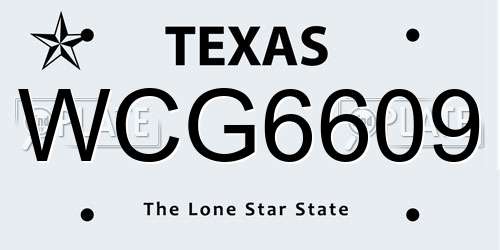 WCG6609 Texas License Plate
