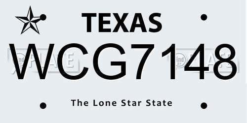 WCG7148 Texas License Plate