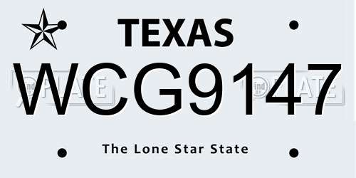 WCG9147 Texas License Plate