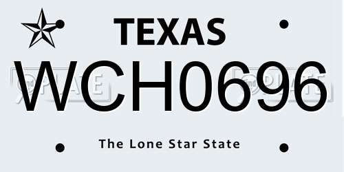 WCH0696 Texas License Plate