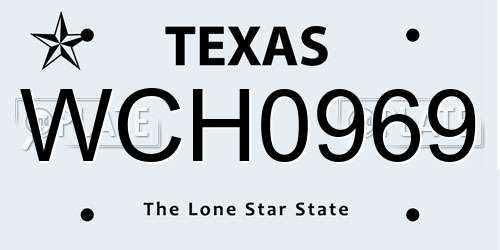 WCH0969 Texas License Plate