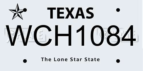 WCH1084 Texas License Plate
