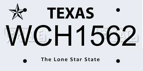 WCH1562 Texas License Plate