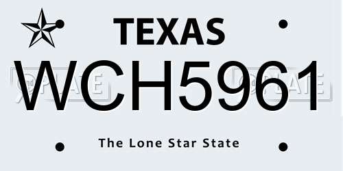 WCH5961 Texas License Plate