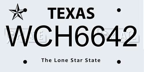 WCH6642 Texas License Plate