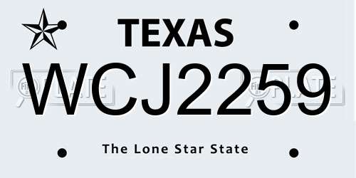 WCJ2259 Texas License Plate