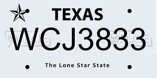 WCJ3833 Texas License Plate
