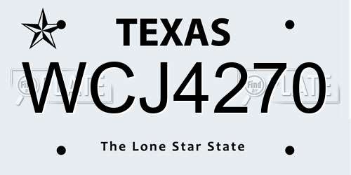 WCJ4270 Texas License Plate