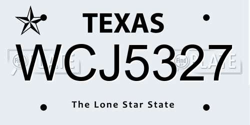 WCJ5327 Texas License Plate