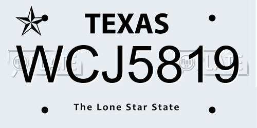 WCJ5819 Texas License Plate