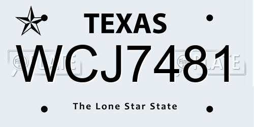 WCJ7481 Texas License Plate