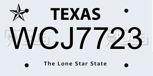 WCJ7723 Texas License Plate