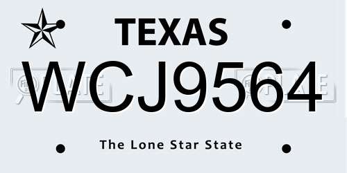 WCJ9564 Texas License Plate