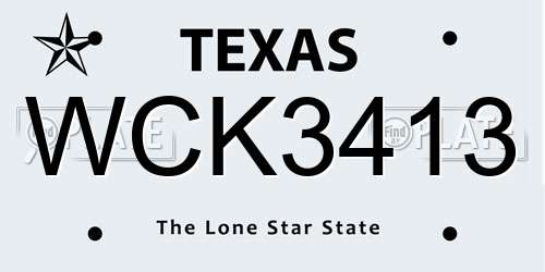 WCK3413 Texas License Plate