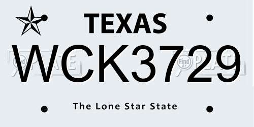 WCK3729 Texas License Plate