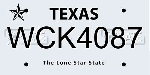 WCK4087 Texas License Plate