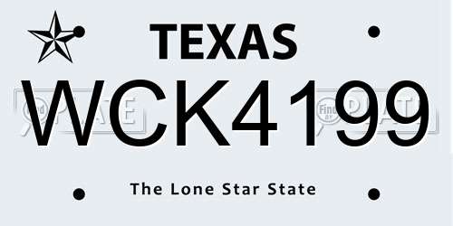 WCK4199 Texas License Plate