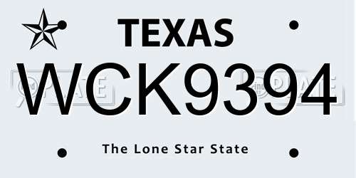WCK9394 Texas License Plate