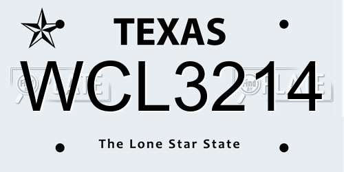 WCL3214 Texas License Plate